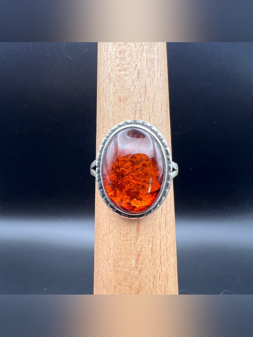 Sterling Silver Amber Ring